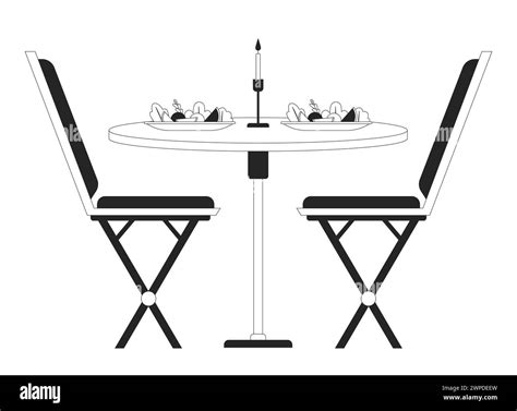Romantic dinner table chairs black and white 2D line cartoon object Stock Vector Image & Art - Alamy