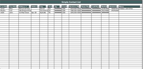 Professional Business Contact List Template Excel And Word - Excel Tmp