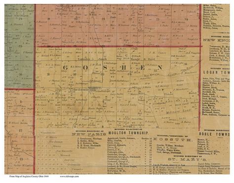 Goshen 1860 Old Town Map With Homeowner Names Ohio Reprint - Etsy