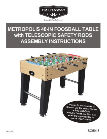 Hathaway BG5018 Metropolis 48-in Foosball Table Assembly Instructions | Manualzz