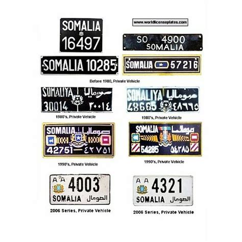 Series of Somali Licence Plates || (1960's-2000's) | Somalia, Licence ...