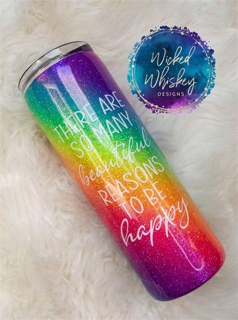 Neon Rainbow Ombre Glitter Tumbler Rainbow Glitter Tumbler Be Happy ...