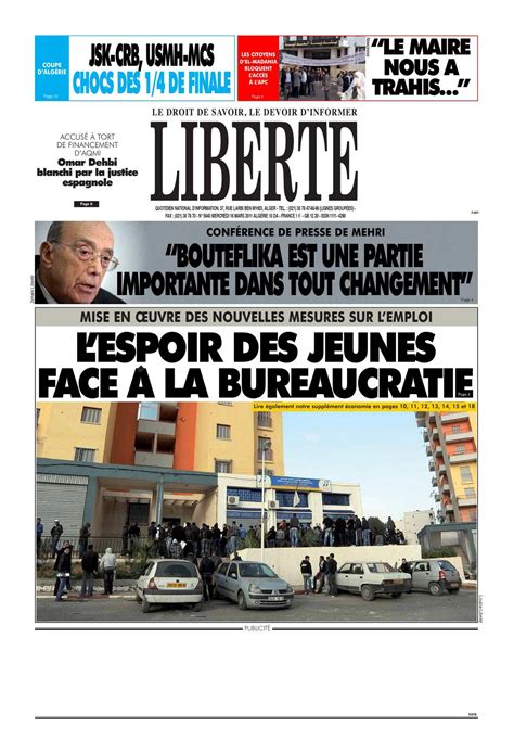 Calaméo - LIBERTE ALGERIE (liberte-algerie.com) du 16 Mars 2011