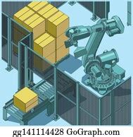 6 Robotic Palletizing Line Drawings Clip Art | Royalty Free - GoGraph