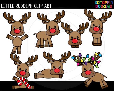 Little Rudolph Clip Art Cute Commercial Use Reindeer Clipart | Etsy