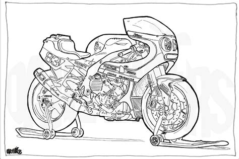 BMW S1000RR Custom Racebike Colouring Page - Motorcycle Illustration - Motorcycle Coloring by ...