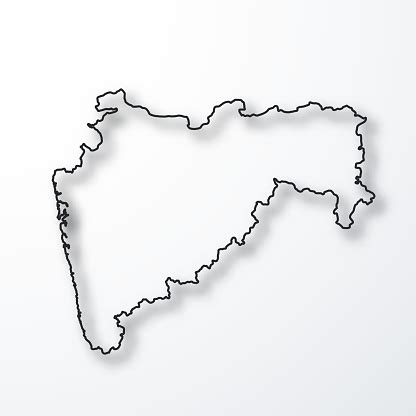 Maharashtra Map Black Outline With Shadow On White Background Stock Illustration - Download ...