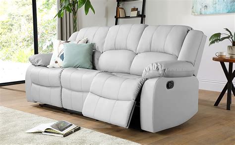 Dakota 3 Seater Recliner Sofa, Light Grey Classic Faux Leather Only £ ...