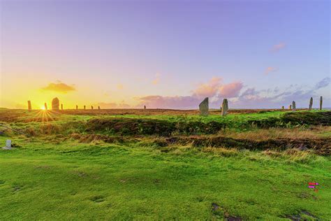 Sunset view of the Ring of Brodgar Stone Circle Photograph by Ran Dembo - Fine Art America