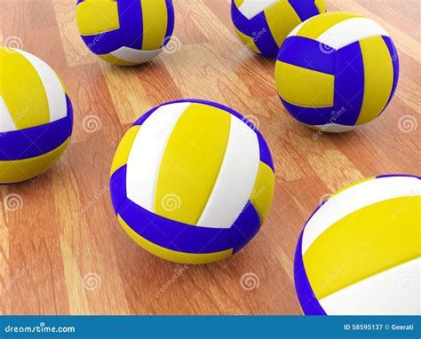 Volleyball Balls on Parquet Floor Stock Image - Image of competition, object: 58595137