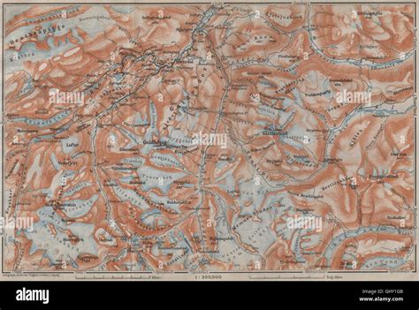 Galdhøpiggen and Glittertind mountains. Jotunheimen. Topo-map. Norway, 1912 Stock Photo - Alamy