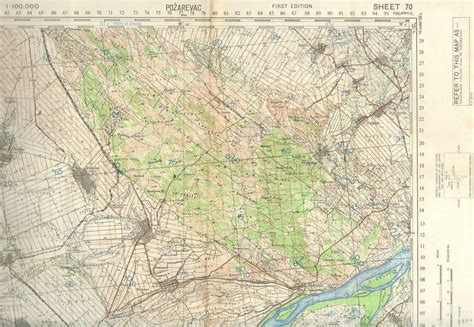 1943 Military Topographic Map Pozarevac Smederevo Braničevo Yugoslavia WWII