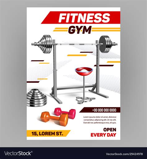 Fitness gym equipment advertising poster Vector Image