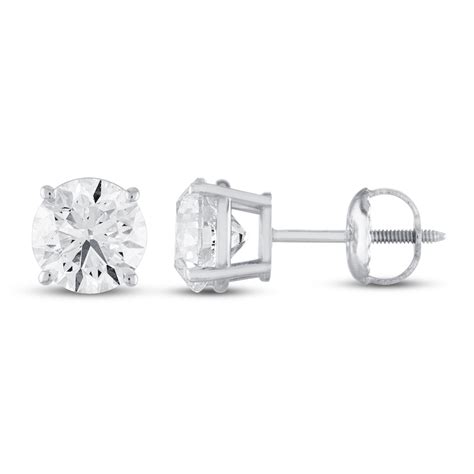 Diamond Solitaire Earrings 3 ct tw Round 14K White Gold (I2/I) | Jared