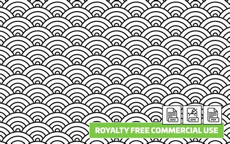 Japanese Seigaiha Wave Pattern - Royalty Free - Paper Kawaii Shop