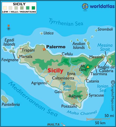 Sicily Large Color Map