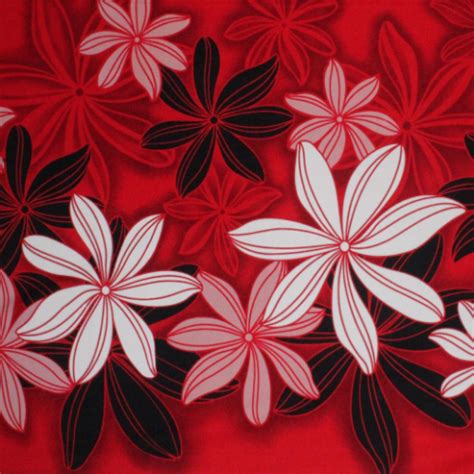 Samoan Design Cotton Print Fabric - Red Tropical Flowers – Manu'a Store