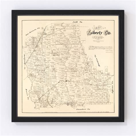 Vintage Map of Liberty County, Texas 1879 by Ted's Vintage Art