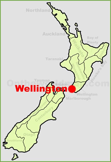 Wellington location on the New Zealand Map