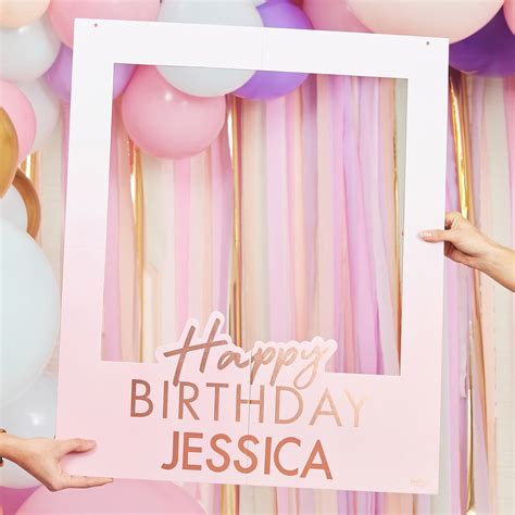 Rose Gold Foiled Personalised Happy Birthday Selfie Photo Booth Frame | Ginger Ray