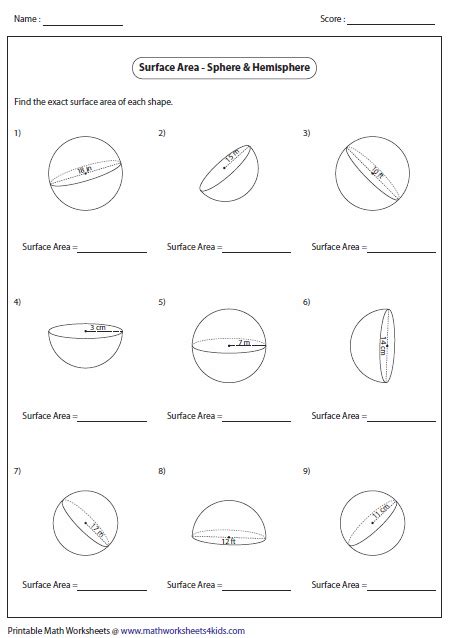 volume cones spheres and cylinders worksheet