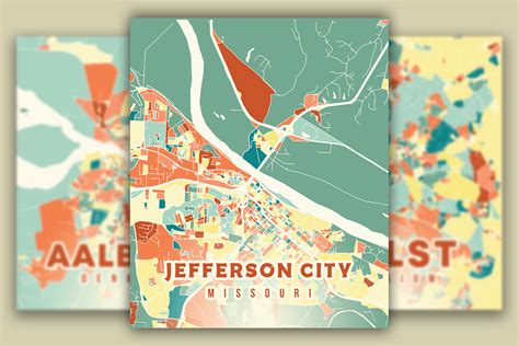 Jefferson City Missouri Colorful Map Graphic by Poster Boutique ...