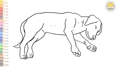 Young cute Dog deep sleeping drawing | How to draw A sleeping dog step by step | outline ...