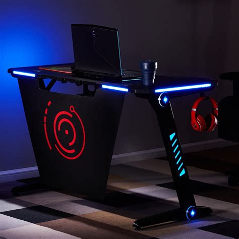 ModernLuxe Gaming Desk with RGB LED Lights and Headphone Hook - Walmart.com