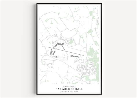 RAF MILDENHALL MAP, Map of Raf Mildenhall, Raf Mildenhall, Raf Mildenhall Map Print, Raf ...