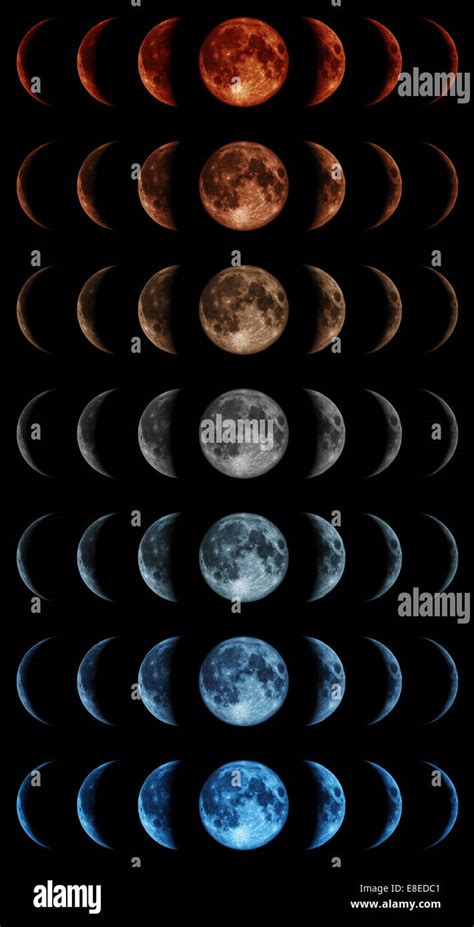 Phases of the moon on black background Stock Photo - Alamy