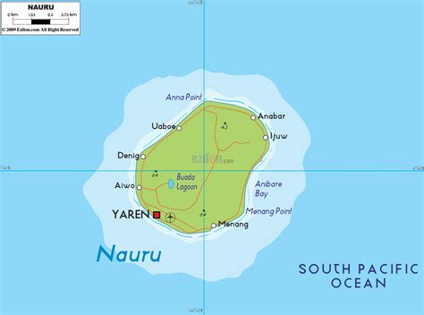 Physical Map of Nauru - Ezilon Maps