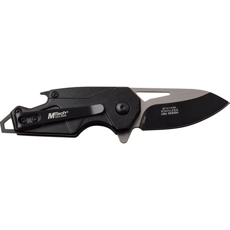 Spring Assist Folding Knife MTech Mini 2" Black Blade EDC Bottle Opener