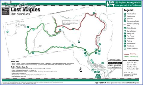 LOST MAPLES STATE NATURAL AREA MAP TEXAS - ToursMaps.com