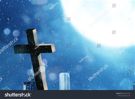 Christian Cross Night Scene Background Stock Photo 1865729797 | Shutterstock