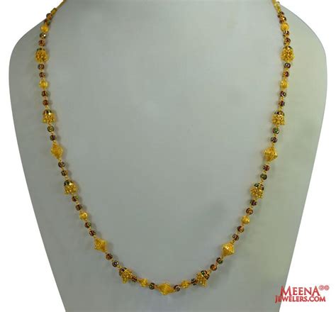 22 Kt Gold Ladies Meenakari Chain - chfc25240 - [Necklace ( Chains) > 22Kt Long Chains (Ladies)]