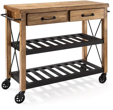 Amazon.com - Crosley Furniture Roots Rack Industrial Rolling Kitchen Cart - Natural - Kitchen ...