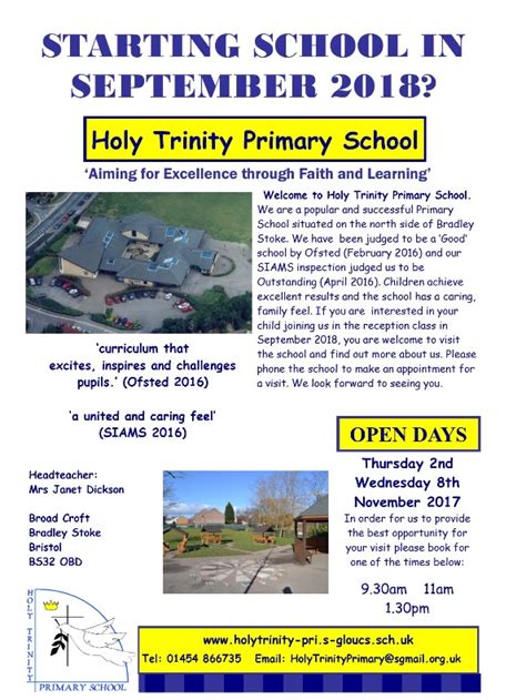 Holy Trinity Primary School Open days - Bradley Stoke Matters