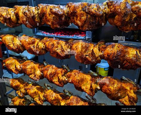 Peruvian pollo a la brasa, roasted chicken lima peru Stock Photo - Alamy