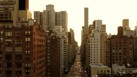 Establishing shot of modern cityscape high rise skyscrapers buildings ...