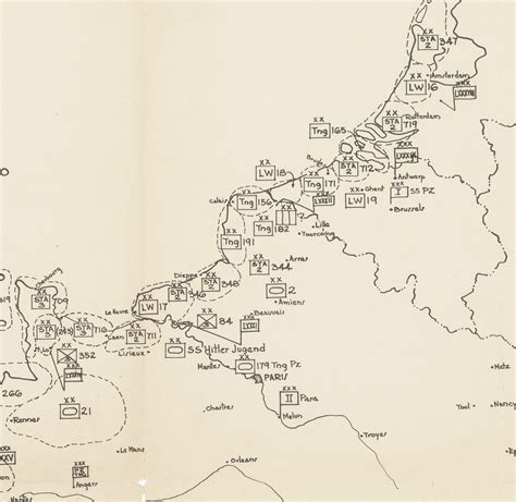 Rare D-Day planning map of German troop dispositions… evidence of the success of Operation ...