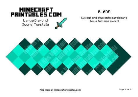 Diamond Sword - Printable Minecraft Diamond Sword Papercraft Template