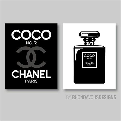 Chanel Noir Logo Parfume Perfume Print Duo by RhondavousDesigns2, $15.00