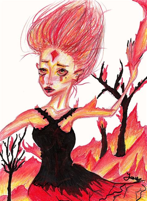 Fire Girl Drawing by Isabela Gribincea - Fine Art America