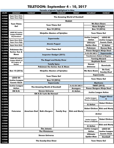 Cartoon Network schedule archive