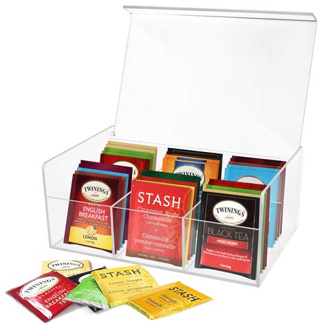 RoyalHouse BPA Free Acrylic Tea Box Organizer, Tea Bag Holder with 6 Compartments - Walmart.com