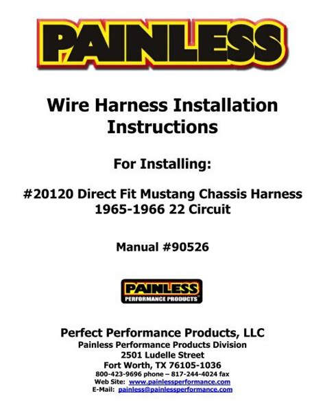 Wire Harness Installation Instructions For Installing - Painless Wiring