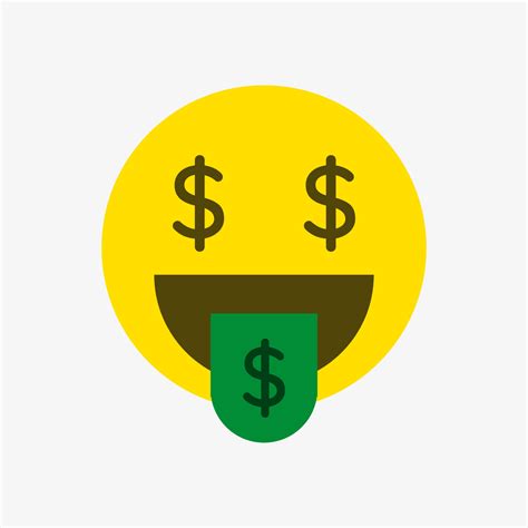 A vector illustration of a money mouth face emoji, american dollars ...