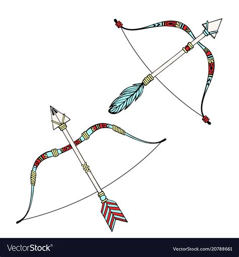 Indian bow and arrows hand drawn Royalty Free Vector Image