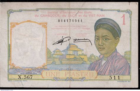 1 Piastre ND (1953), 1953 ND Issue - Cambodia, Laos and Vietnam combined - French Indochina ...