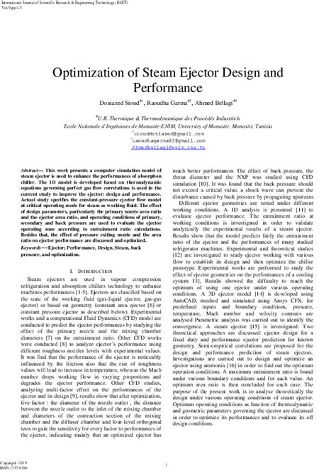 (PDF) Optimizing Steam Ejector Design for Enhanced Chiller Performance